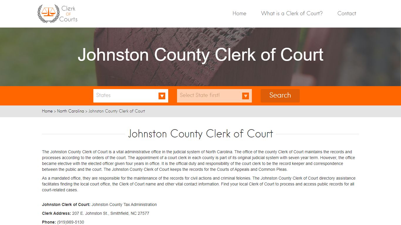 Find Your Johnston County Clerk of Courts in NC - clerk-of ...